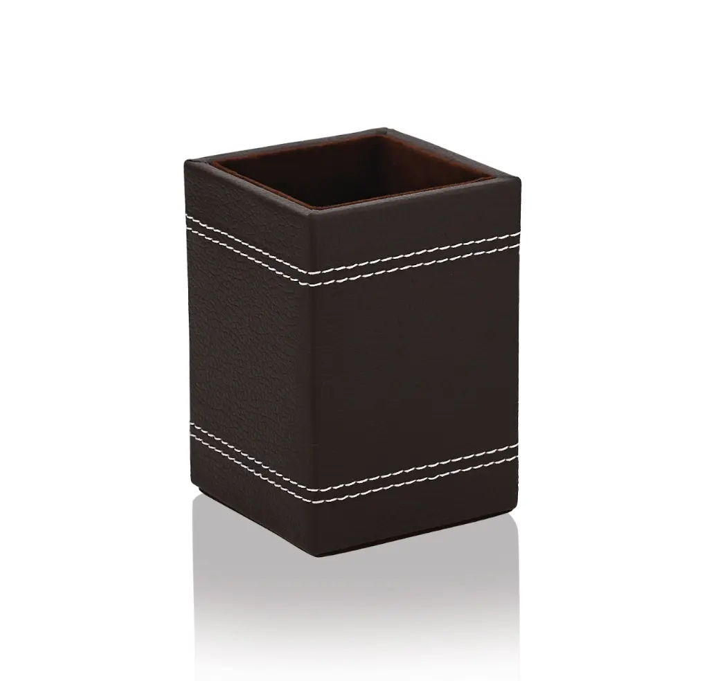 Leather Pen Stand 2 Brown.webp
