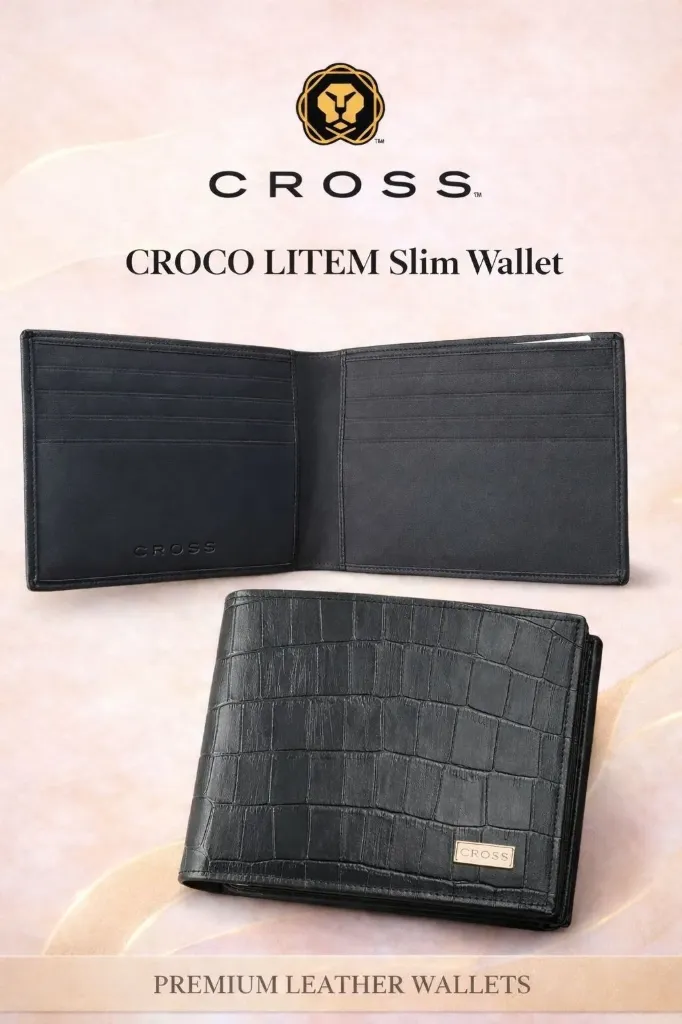 CROCO LITEN SLIM WALLET-BLACK
