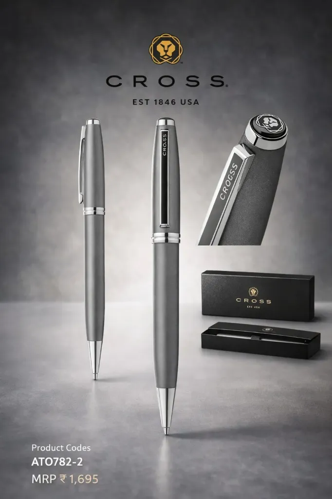 [AT0782-2] Cross Ashford Titanium Gray Metallic Lacquer with Polished Chrome Appointments Ballpoint Pen