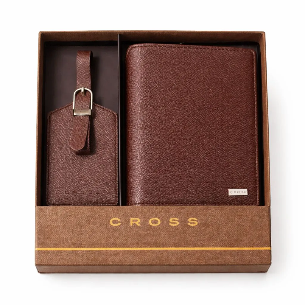 CLASSIC CENTURY LITE PASSPORT HOLDER-DARK BROWN WITH MATCHING BOX