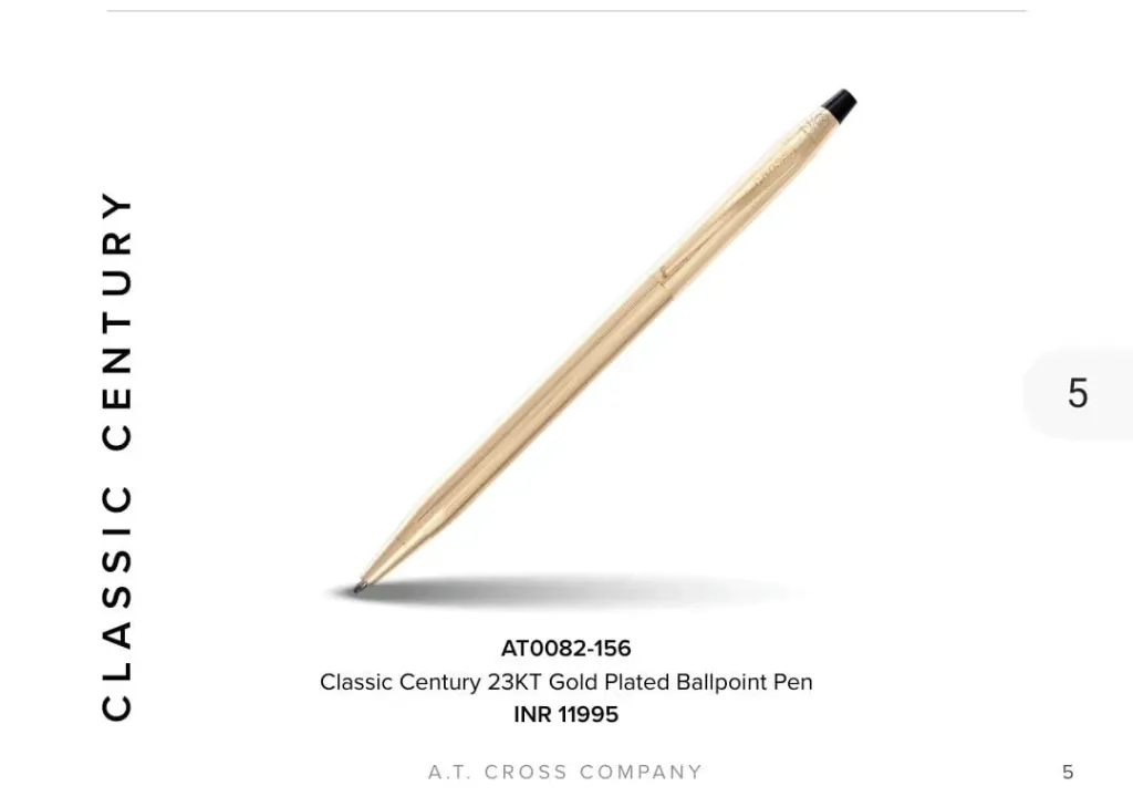 [AT0082-156] CROSS Classic Century 23KT Gold-Plated Ballpoint Pen