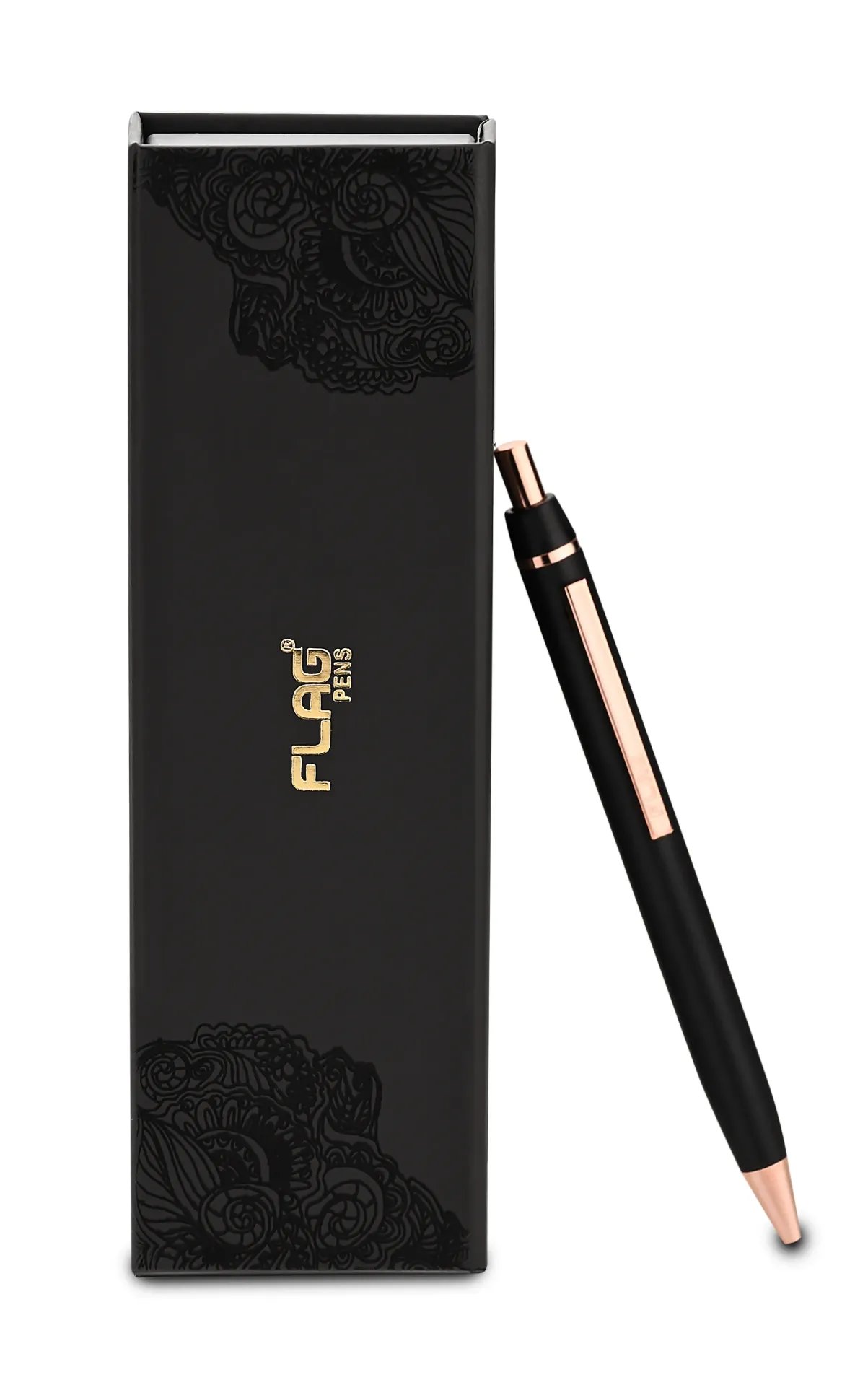 Metal Click Ball Pen - Black+Rose Gold