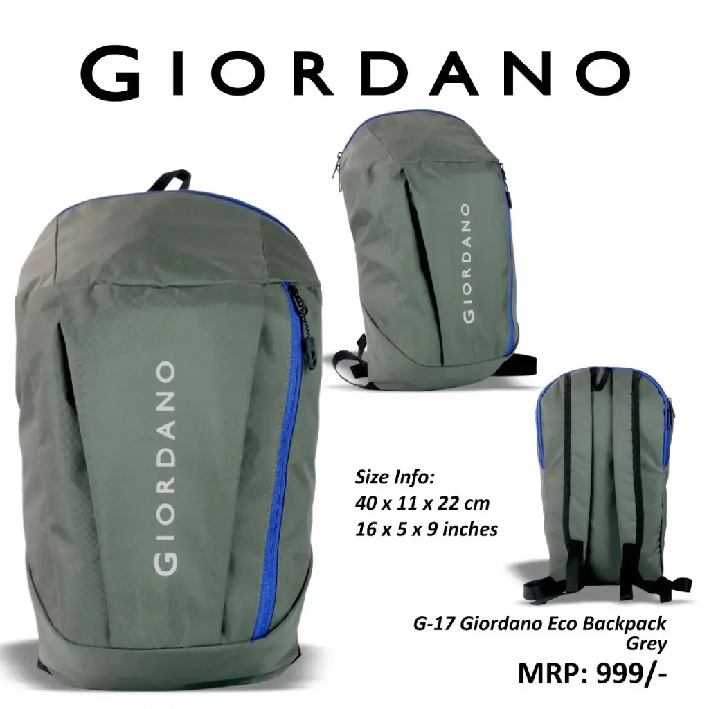 [G-17] Giordano ECO backpack- Grey (BACKPACK #7548)