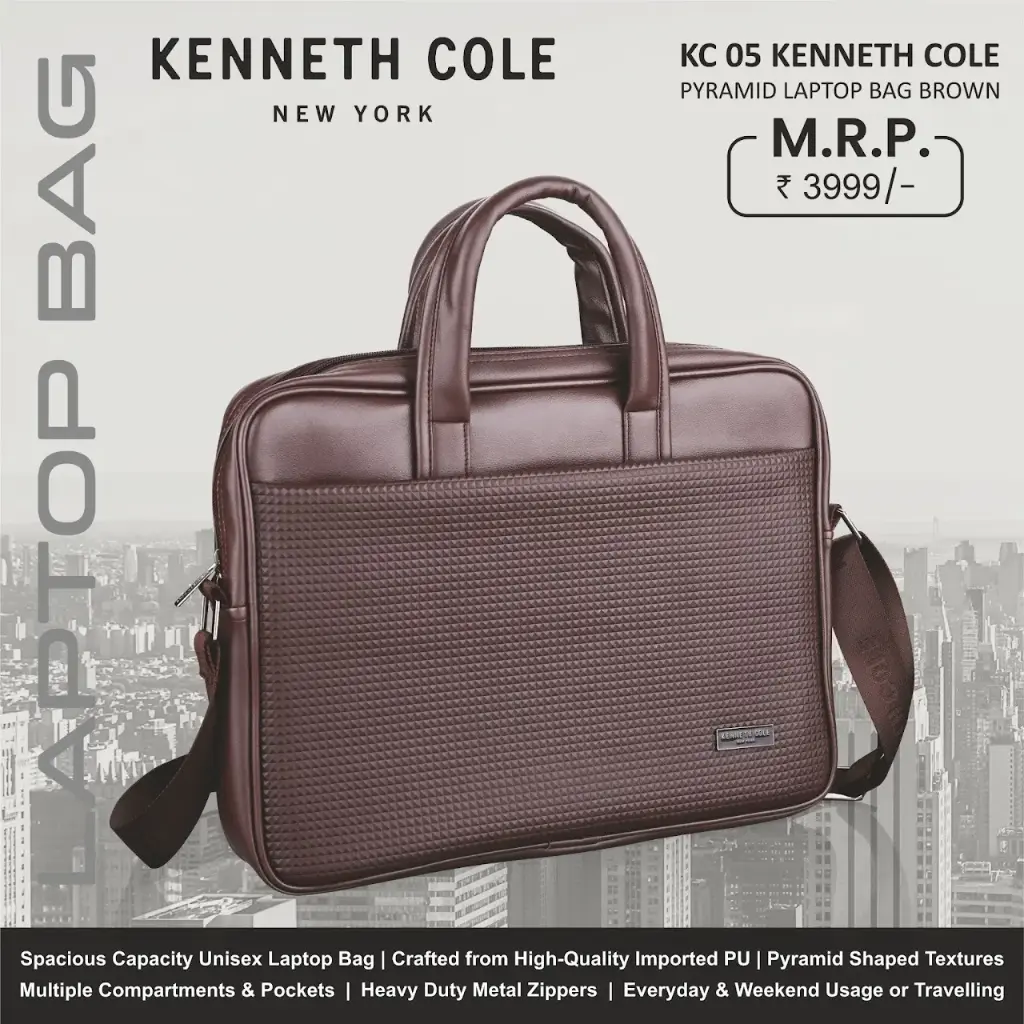 Kenneth Cole Pyramid Laptop Bag- BROWN (#60448)
