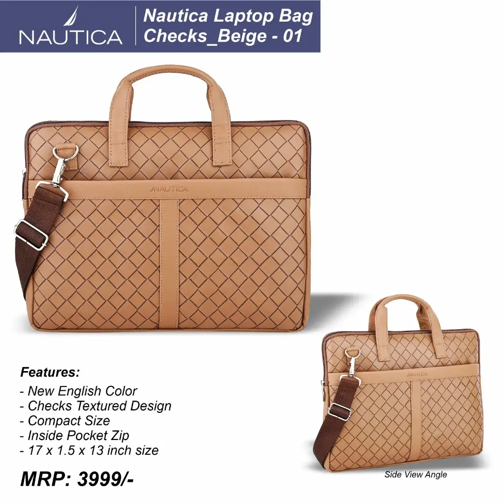 [Cheak_Beige-01] Nautica Laptop Bag (#60452)