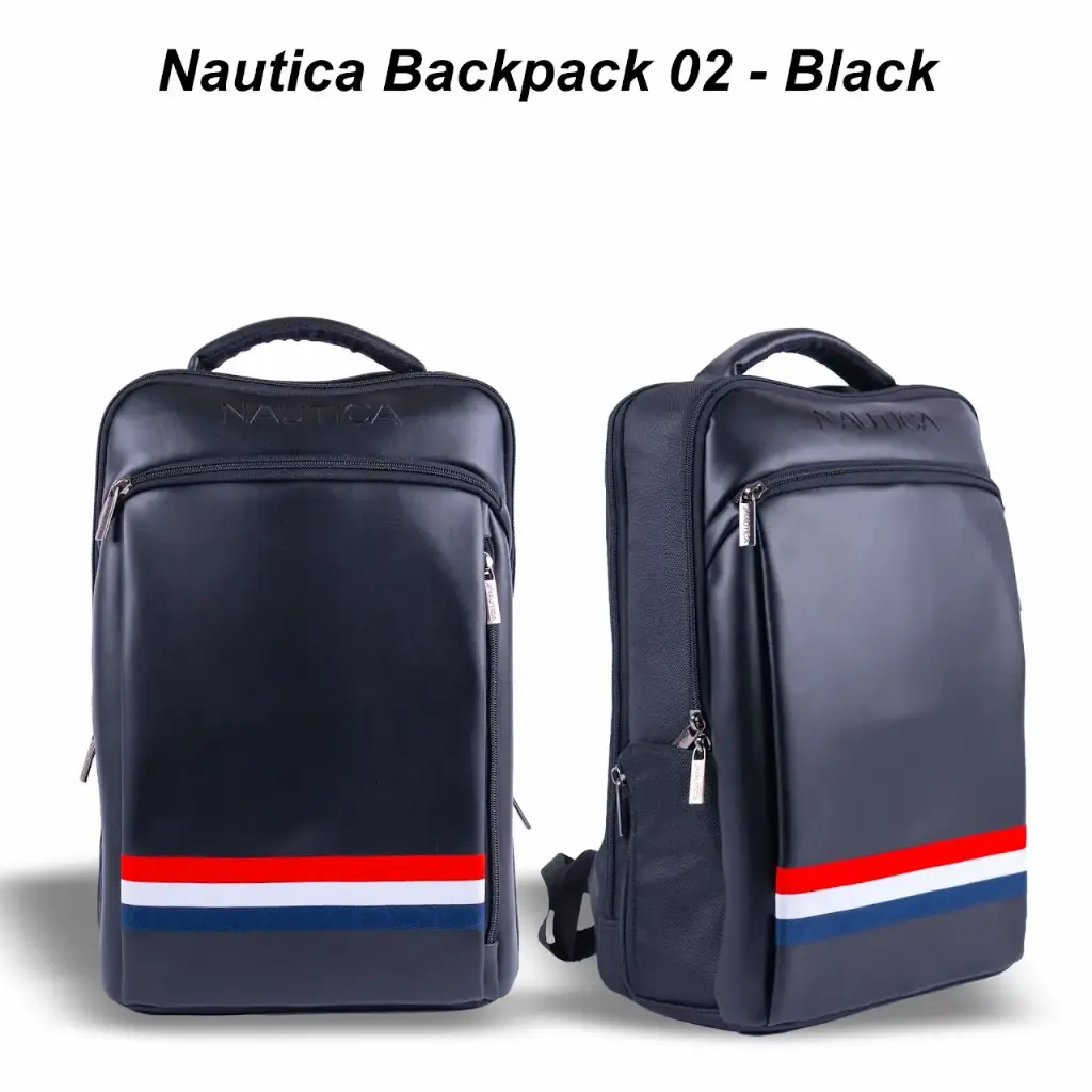 [02 Black] Nautica Premium Backpack (BACKPACK #7537)