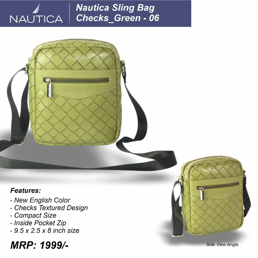[06 GREEN] Nautica sling bag checks- (#NTSL4202GRN #3667)