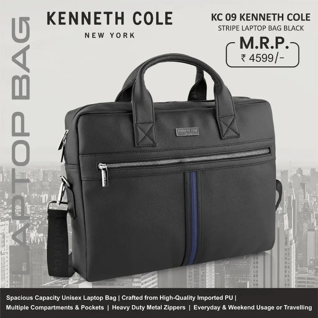 Kenneth Cole Stripe Laptop Bag - Black (#60472 )