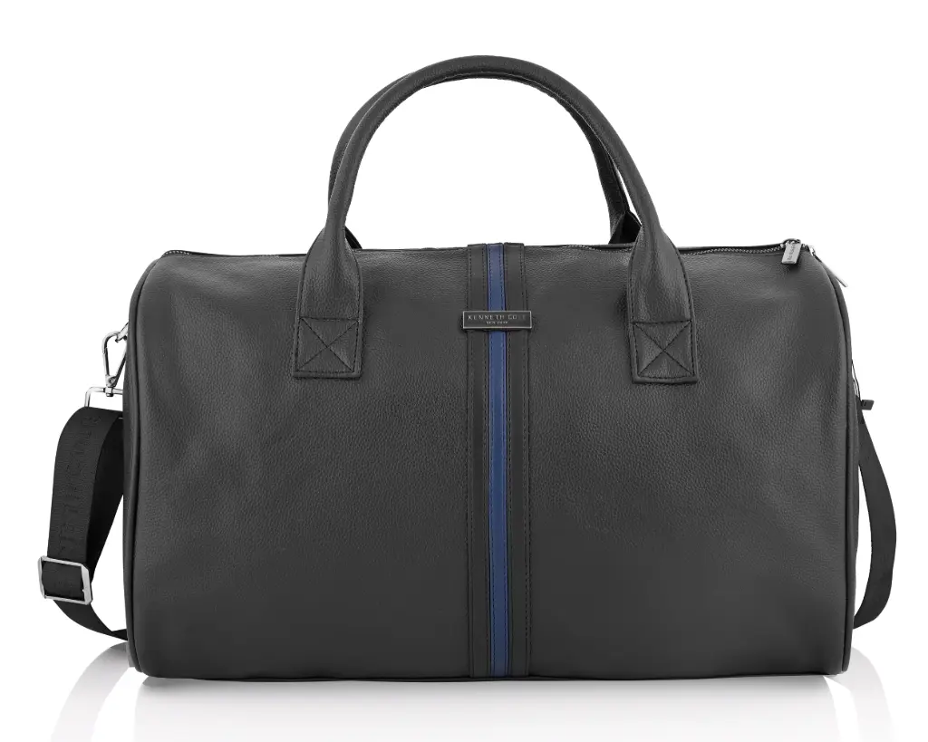 Kenneth Cole Stripe Duffel Bag- Black