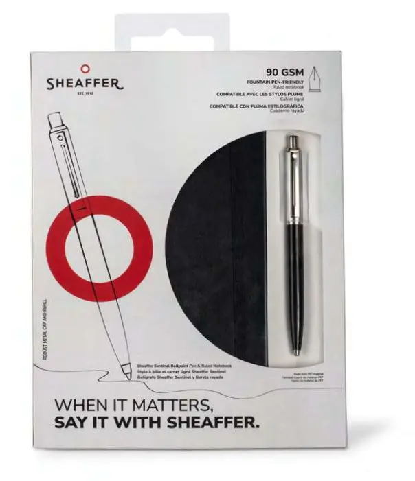 SHEAFFER Pen Sentinel 321 Hangsell BLACK With Chrome Trim BP With Medium Notebook