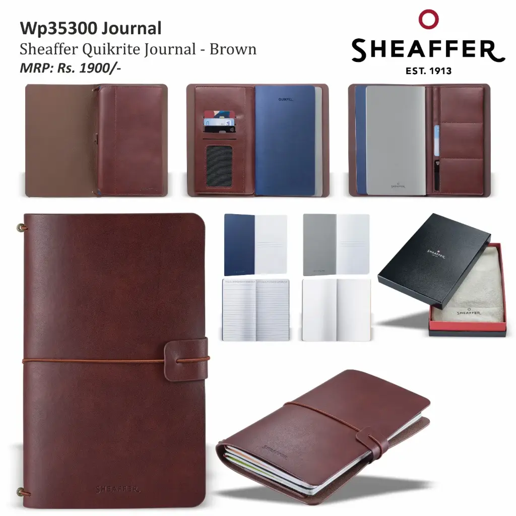 [WP35300] WP35300- Sheaffer Journal QUIKRITE Leatherette BROWN With 90 GSM Plain And Ruled QUIKFILLS 