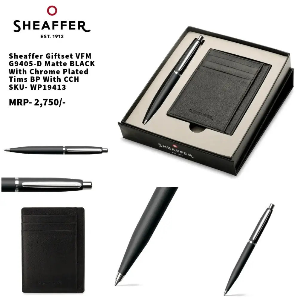 SHEAFFER Giftset VFM G9405-D Matte BLACK With Chrome Plated Tims BP With CCH