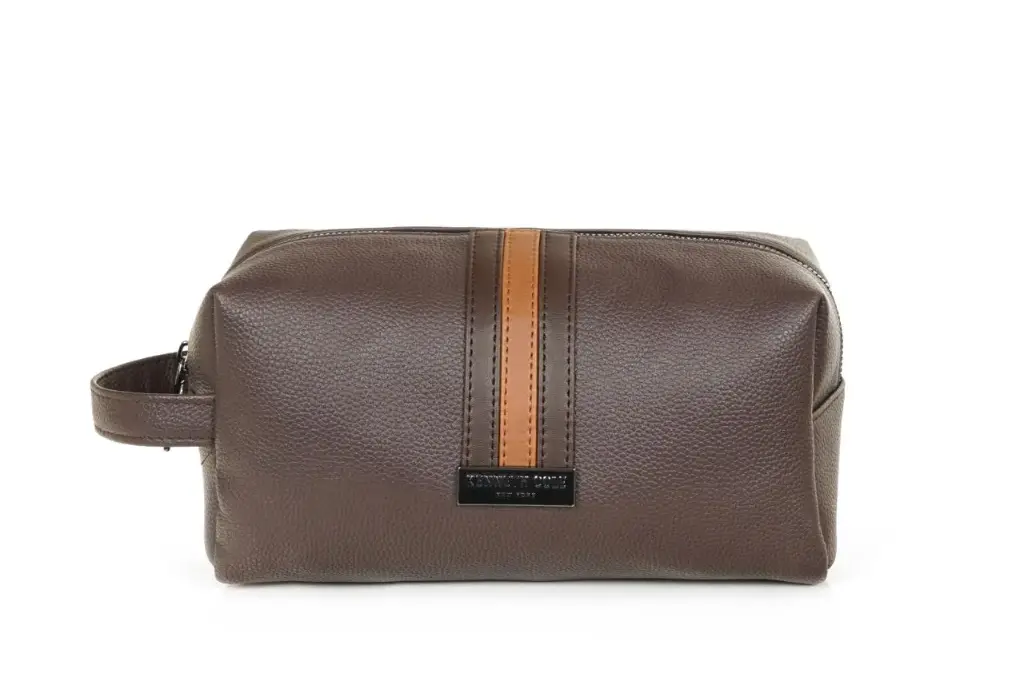 [KC-28] Kenneth Cole Stripe Pouch- Brown (#10167)