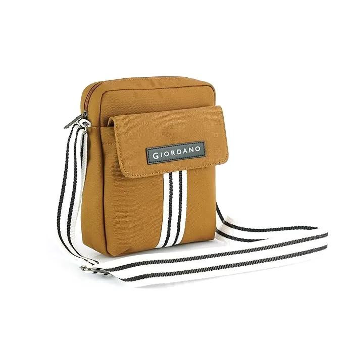 Giordano Stripe Canvas Sling Bag_Tan (#3676)