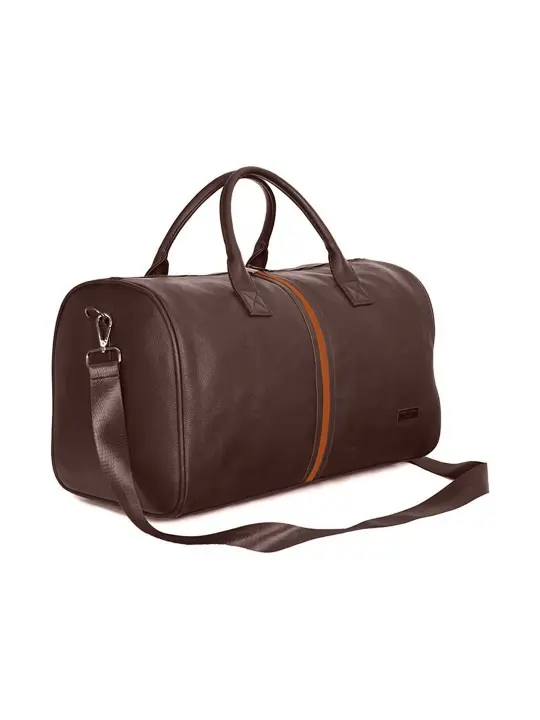 Kenneth Cole Stripe Duffel Bag- Brown